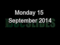 Monday 15 September 2014