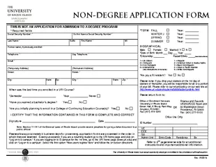 THIS IS NOT AN APPLICATION FOR ADMISSION TO A DEGREE PROGRAM