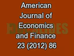 North American Journal of Economics and Finance 23 (2012) 86