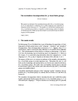 Thenormaliserdecompositionforp–localnitegroups12691.5Proposition