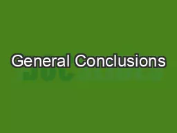 General Conclusions
