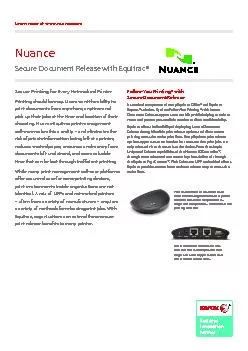 Nuance Secure Document Release with Equitrac