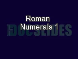 Roman Numerals 1