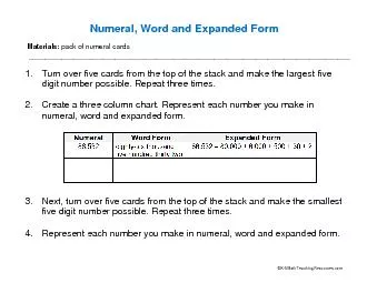 Numeral, Word and Expanded Form