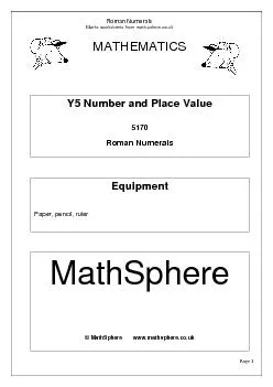 Roman NumeralsMaths worksheets from mathsphere.co.uk��Page MATHEMATICS