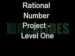 Rational Number Project - Level One