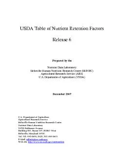 USDA Table of Nutrient Retention Factors, Release 6