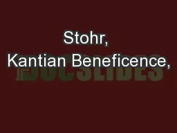 Stohr, Kantian Beneficence,