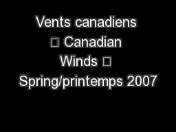 Vents canadiens • Canadian Winds • Spring/printemps 2007