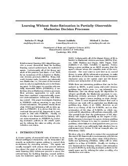LearningWithoutState EstimationinPartiallyObservvianDecisionProcesses