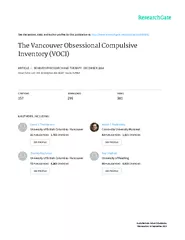 THE VANCOUVER OBSESSIONAL COMPULSIVE INVENTORY (VOCI) Department of Ps