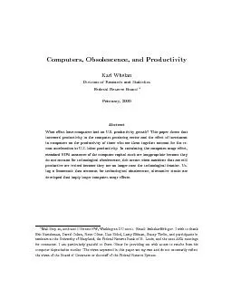 Computers,Obsolescence,andProductivityKarlWhelanDivisionofResearchandS