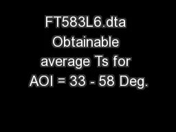 FT583L6.dta Obtainable average Ts for AOI = 33 - 58 Deg.