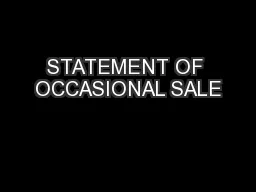 STATEMENT OF OCCASIONAL SALE