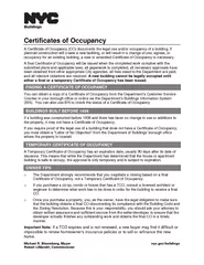 Certificates of Occupancy