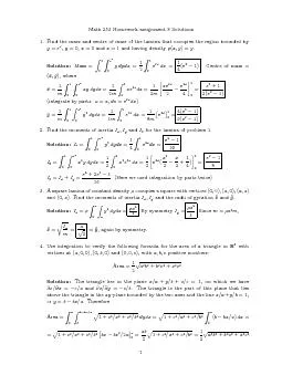 Math253Homeworkassignment8Solutions1.Findthemassandcentreofmassofthela