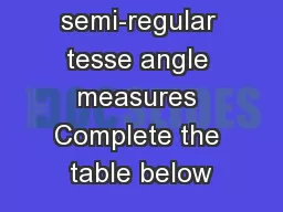 regular and semi-regular tesse angle measures Complete the table below