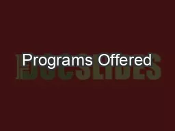 Programs Offered