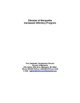 Diocese of Marquette Increased Offertory Program   Terri Gadzinski, De
