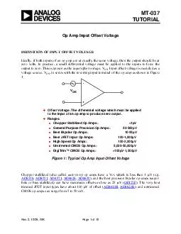 Op Amp Input Offset Voltage DEFINITION OF INPUT OFFSET VOLTAGE Ideally