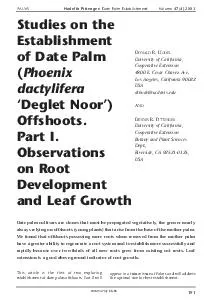 establishment of date palm offshoots. Part II will
