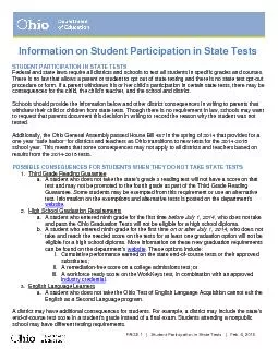 STUDENTPARTICIPATIONIN STATETESTSFederalandstatelawsrequirealldistrict