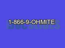 1-866-9-OHMITE • Int’l 1-847-258-0300 • Fax 1-847