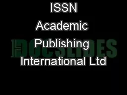  ISSN Academic Publishing International Ltd
