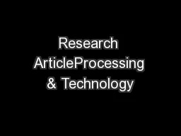 Research ArticleProcessing & Technology