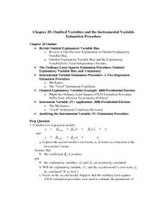 Chapter 20: Omitted Variables and the Instrumental Variable Estimation