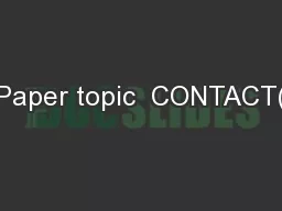 Paper topic  CONTACT(