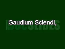 Gaudium Sciendi,
