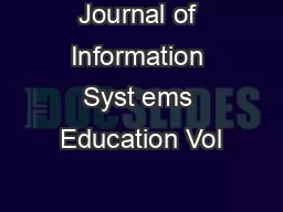Journal of Information Syst ems Education Vol