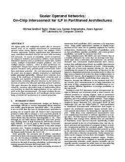 ScalarOperandNetworks:On-ChipInterconnectforILPinPartitionedArchitectu