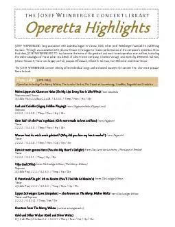 Operetta Highlights   JOSEF WEINBERGER
