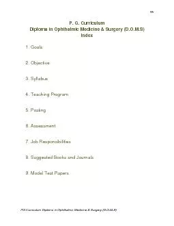 PG Curriculum Diploma in Ophthalmic Medicine & Surgery (D.O.M.S)