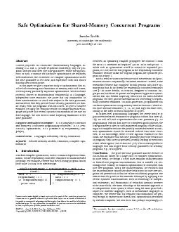 SafeOptimisationsforShared-MemoryConcurrentProgramsJaroslavSevc