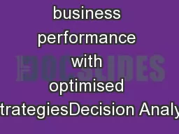 Energise business performance with optimised strategiesDecision Analyt