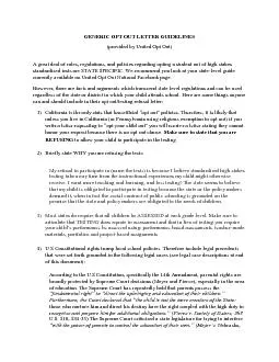 GENERIC OPT OUT LETTER GUIDELINES
