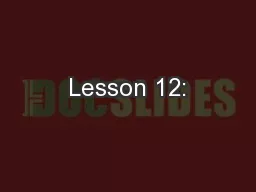 Lesson 12: