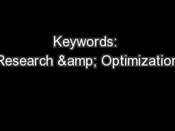 Keywords: Research & Optimization