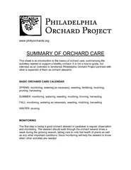 www.phillyorchards.org   SUMMARY OF ORCHARD CARE This sheet is an intr