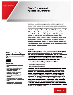 ORACLE DATA SHEET     Oracle Communications  Application Orchestrator