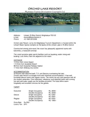 ORCHID LAKE RESORT Meghalaya Tourism Development Corporation Ltd. 
...