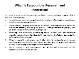 What is Responsible Research and