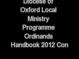 Diocese of Oxford Local Ministry Programme Ordinands Handbook 2012 Con