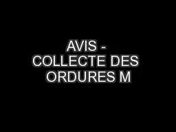 AVIS - COLLECTE DES ORDURES M