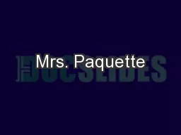 Mrs. Paquette