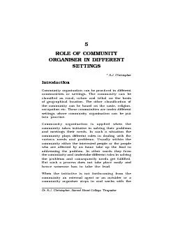 ROLE OF COMMUNITYsettings where community organisation can be put
...