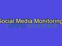 Social Media Monitoring: